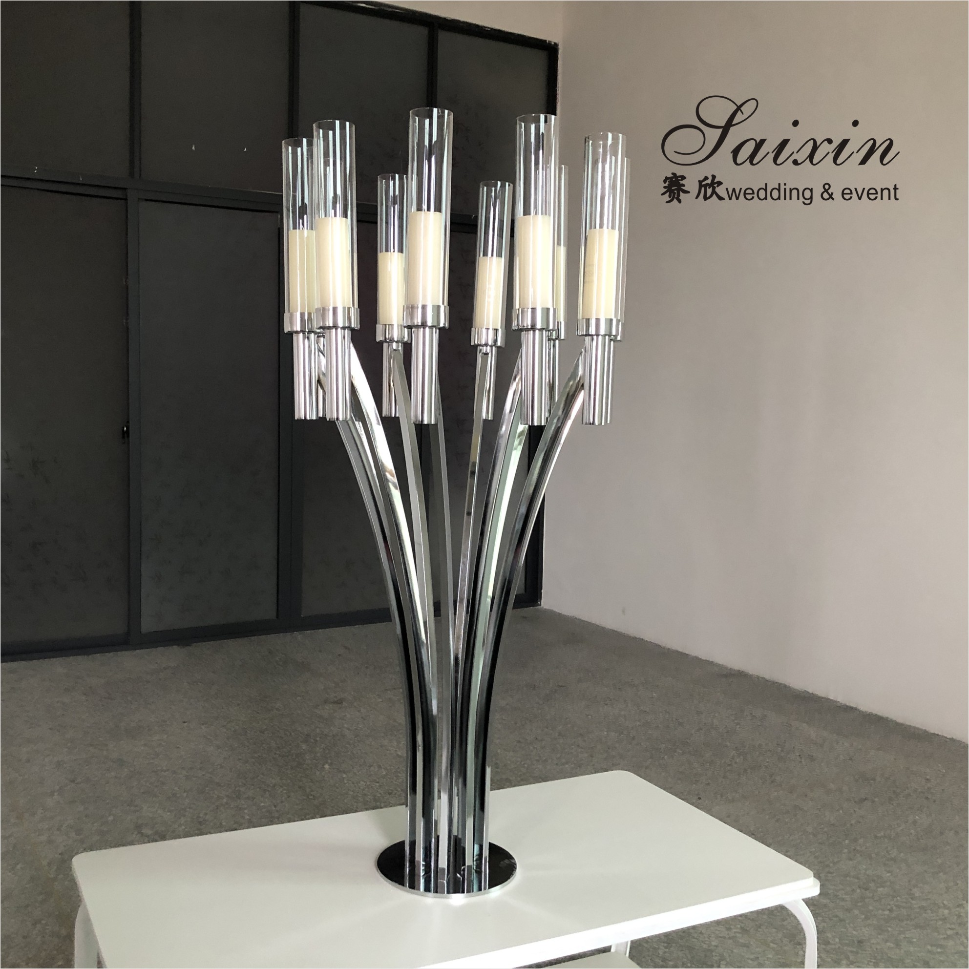 ZT-396 Wedding decoration materials crystal metal candle stand for centerpieces