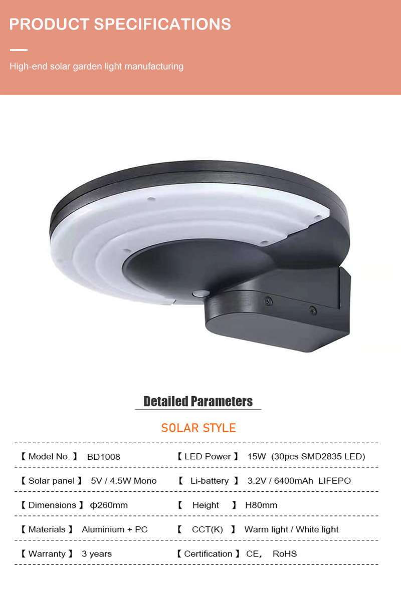 IP66 Solar Street Wall Mounted Light Led Outdoor Fixtures 4.5W Mono