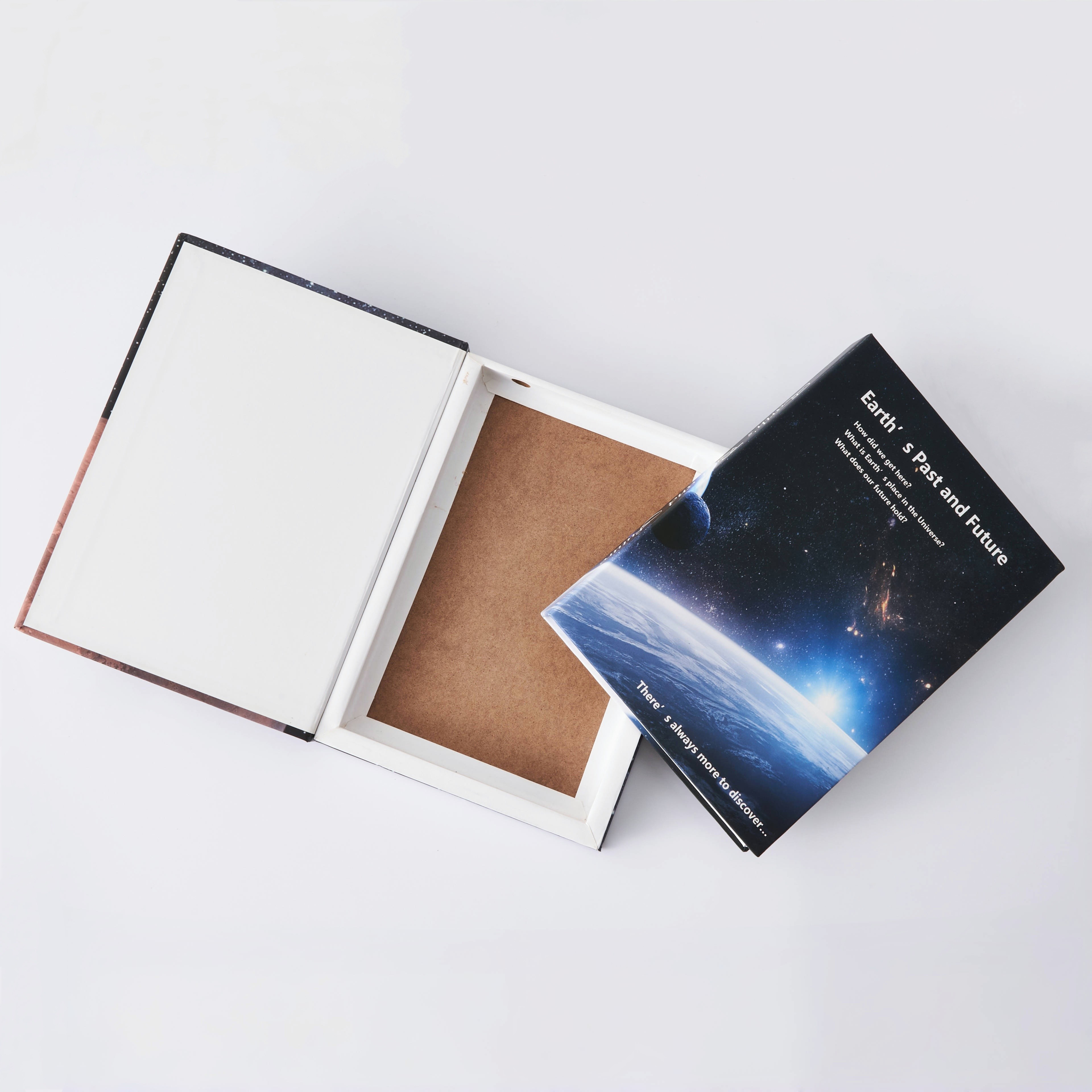 Customized Logo Bogus Book Decorative Clamshell Boxes for Books Magazines Storage