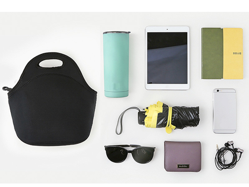 Eco Friendly Dustproof Black Neoprene Lunch Tote Bag