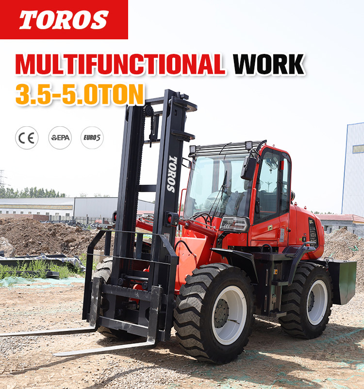 Diesel Operated 3.5-5.0ton Four Wheel Drive Forklift Rugged Terrain Forklift