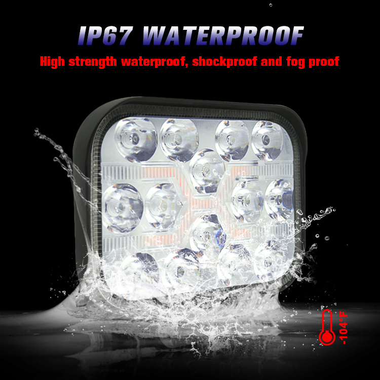 Ip67 Waterproof Vehicle LED Work Lights Square 24v 12v 42w 3 Inch