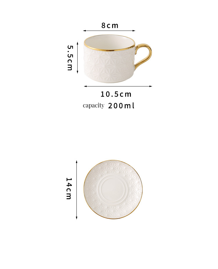 Modern White Ceramic Cups and Saucers Nordic Elegant Bone Cup Set for Water Mugs