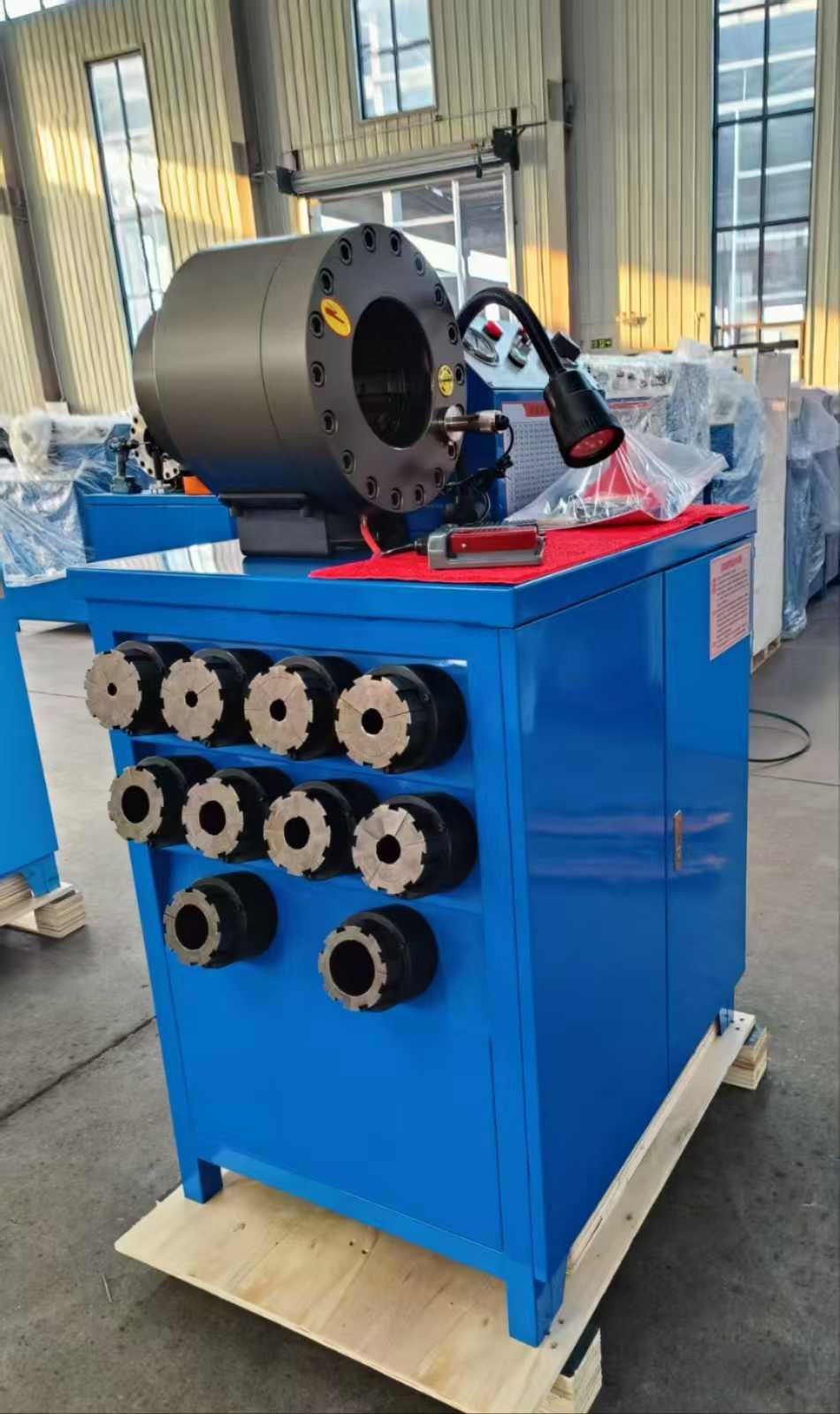 New Technology Forging Process 2 Inch High Model Blue Color 10 Dies Hose Crimper / Rubber Hose Crimping Machine With 600T Crimping Force