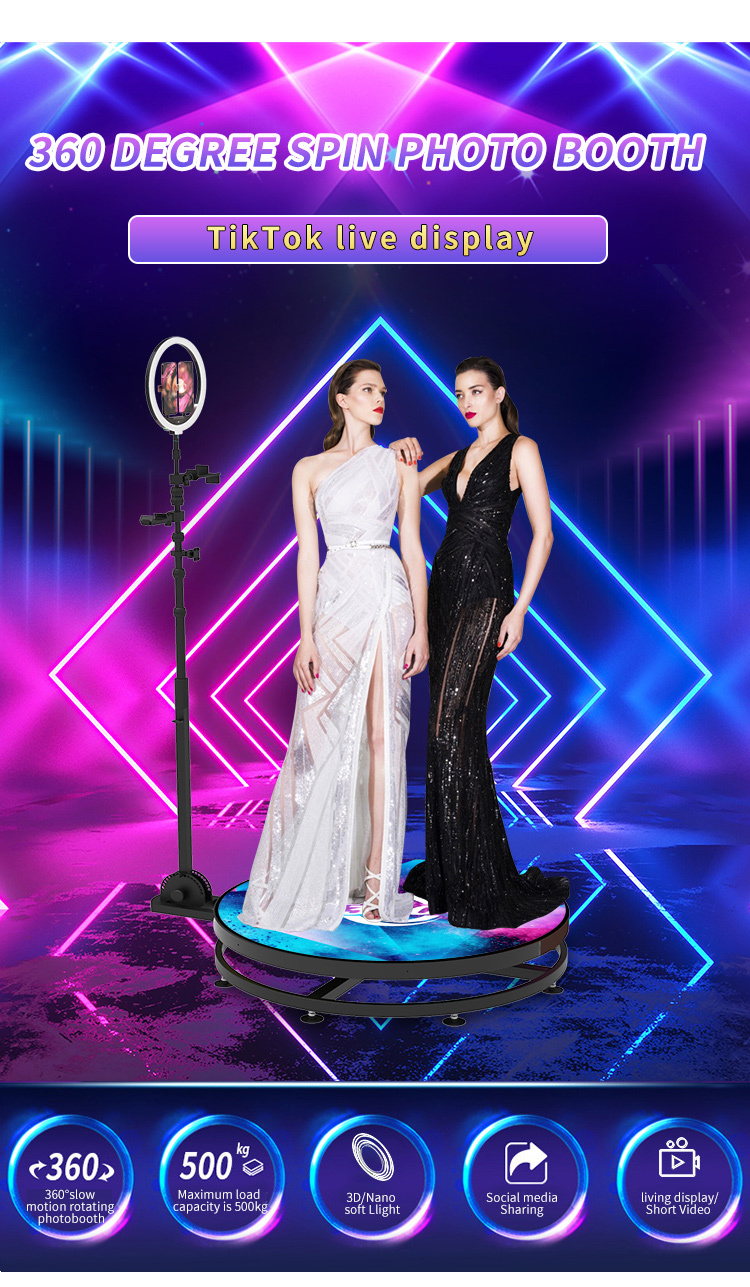 Ring Light LED 360 Photo Booth Slow Motion Rotating For Tiktok Live Stream