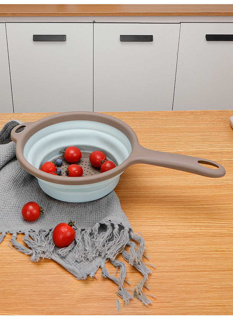 Washable Pasta Silicone Collapsible Colander Strainer Silicone Kitchen Utensil Space-Saver Folding Strainer Colander