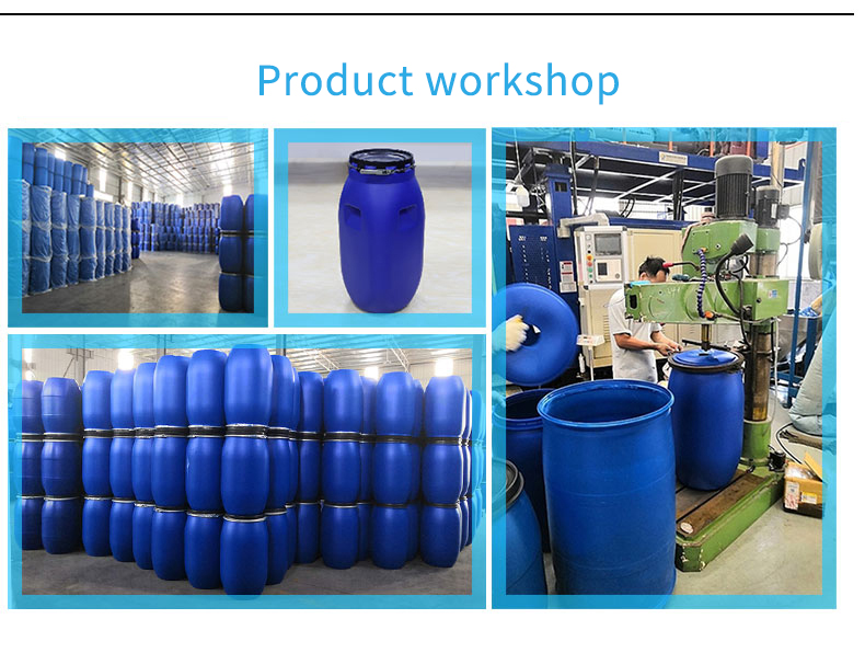 Liquids Packaging Cylinder 160L Blue HDPE Plastic Container Drum 80 Degree