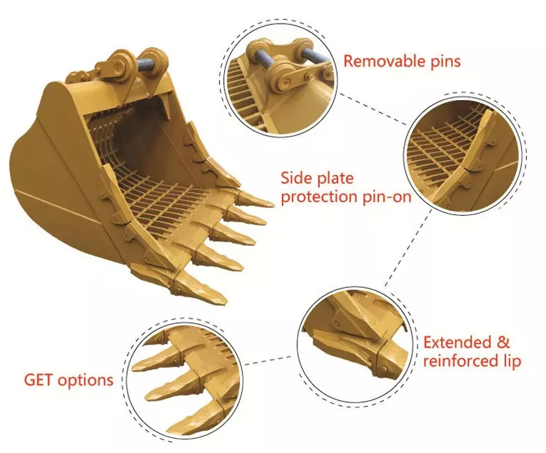 Sieve Grid Excavator Skeleton Bucket For 900*900mm Hole Bucket 0.75m3