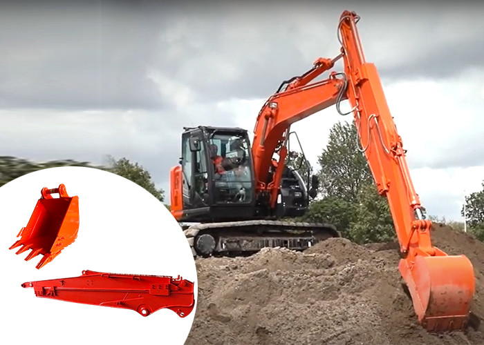 Yellow Orange Color Excavator Telescopic Boom Sliding Arm For Digging Hard Sand Soil