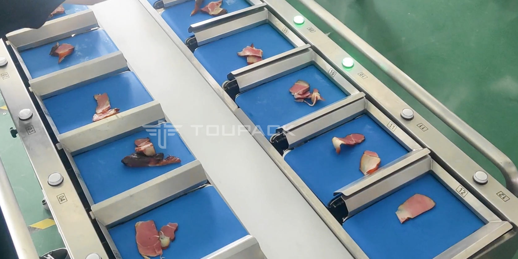 Meat Belt 12 Head Linear Combination Weigher For Cured Meat Packaging Machine