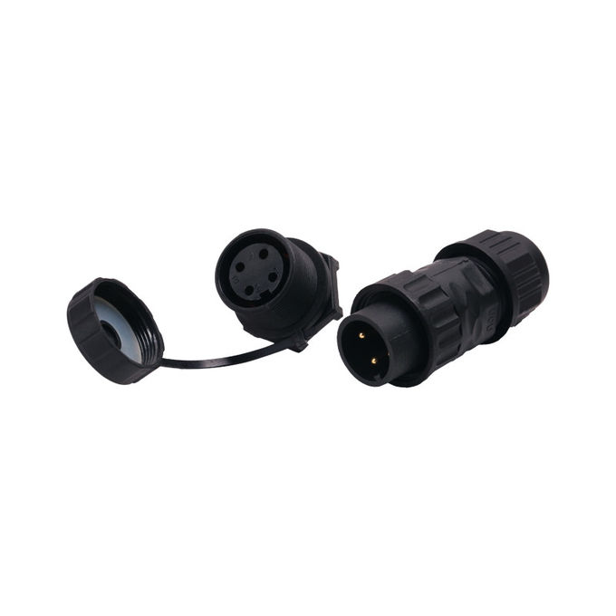 Female 4 Pin Plastic Connector , Circular Panel Mount Connector With Cover