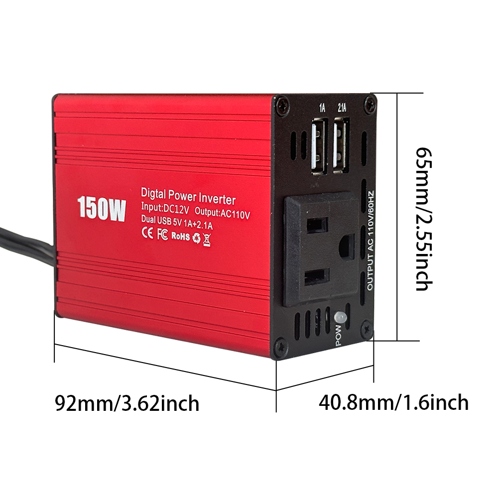 150W 12V 220V Car Inverter Peak Power 300W Modified Sine Wave Converter Customized Support Software Reengineering