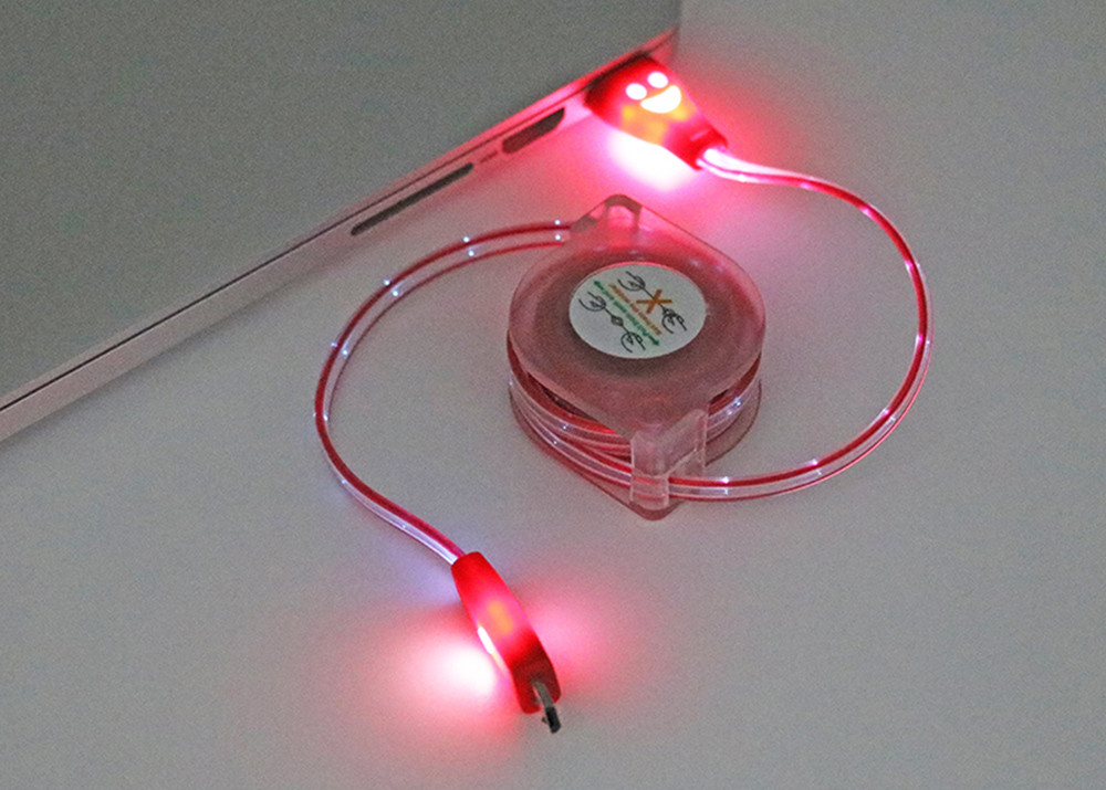 USB 2.0 LED Light Charging Cable , Iphone Charger USB Port Extension Cord