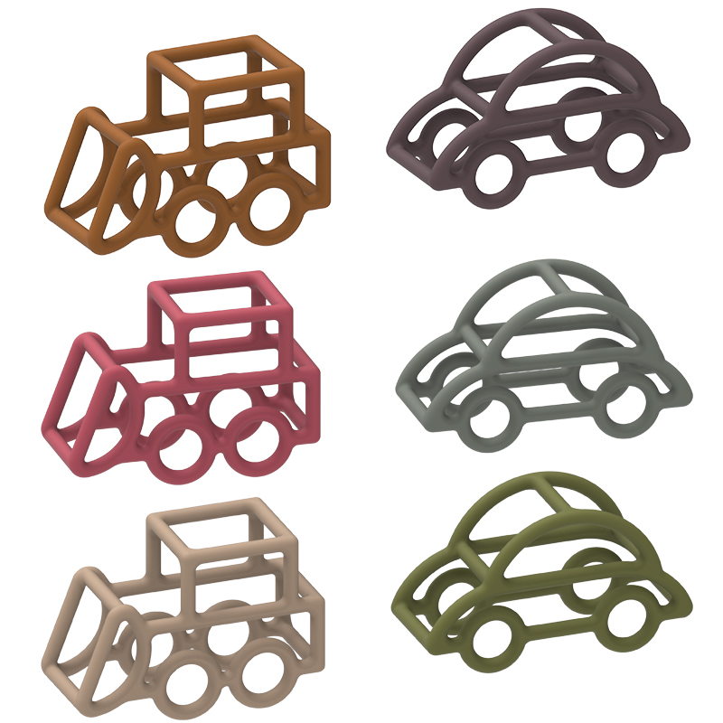Car Shape Baby Silicone Toys Multi Color Food Grade Nontoxic Material
