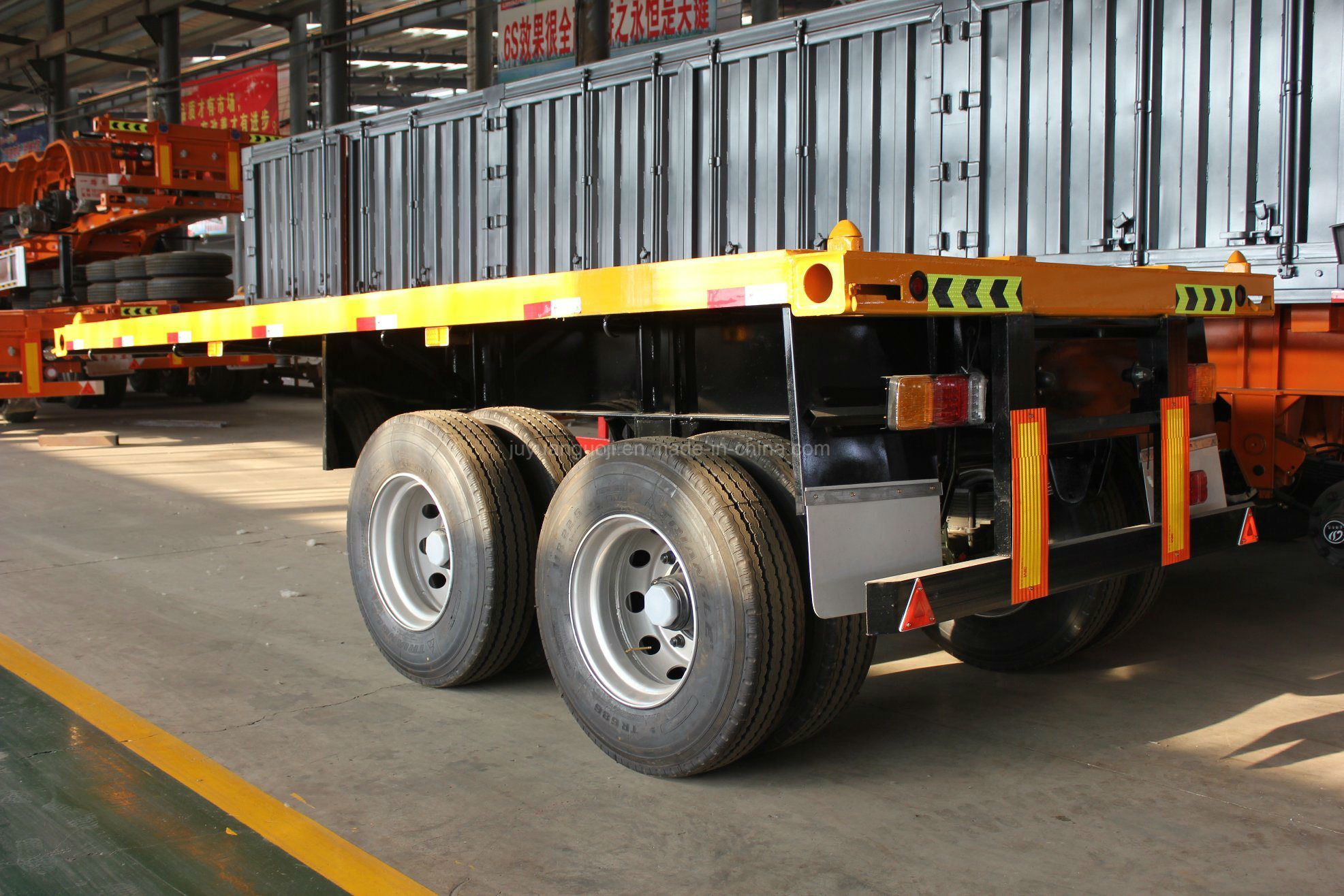 JUYUAN 55 Ton Tri Axis/2 Axles 40ft Used Flatbed Container Trailer Dependable Certificate