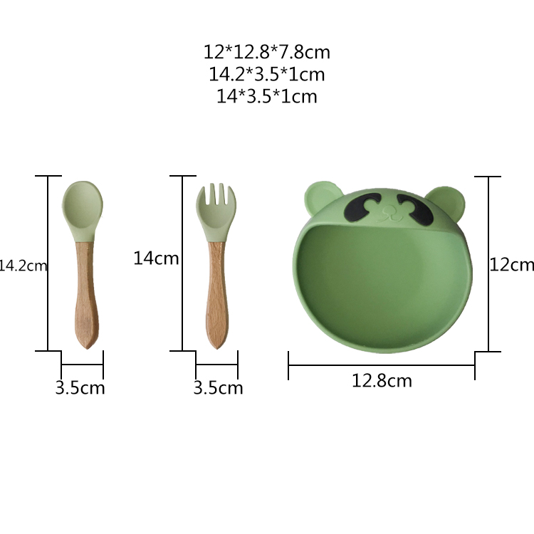 ODM Silicone Baby Tray Bear Shape Feeding Suction Bowl And Spoon Microwave Safe