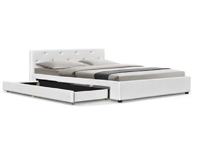 Sunny Modern Faux Leather Storage Bed Double Size With Drawers OEM