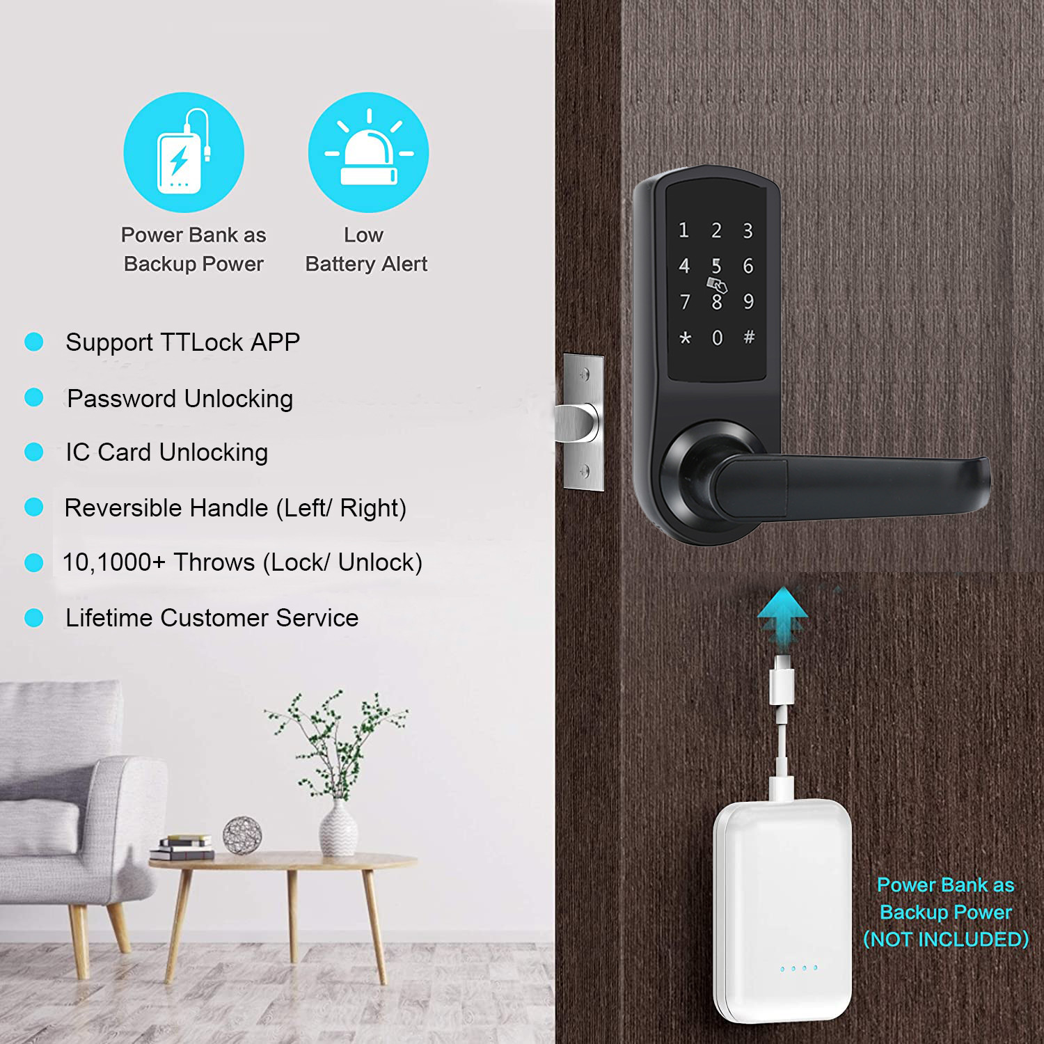 Cerradura App Controlled Door Locks 180mm Outdoor Electronic Lock