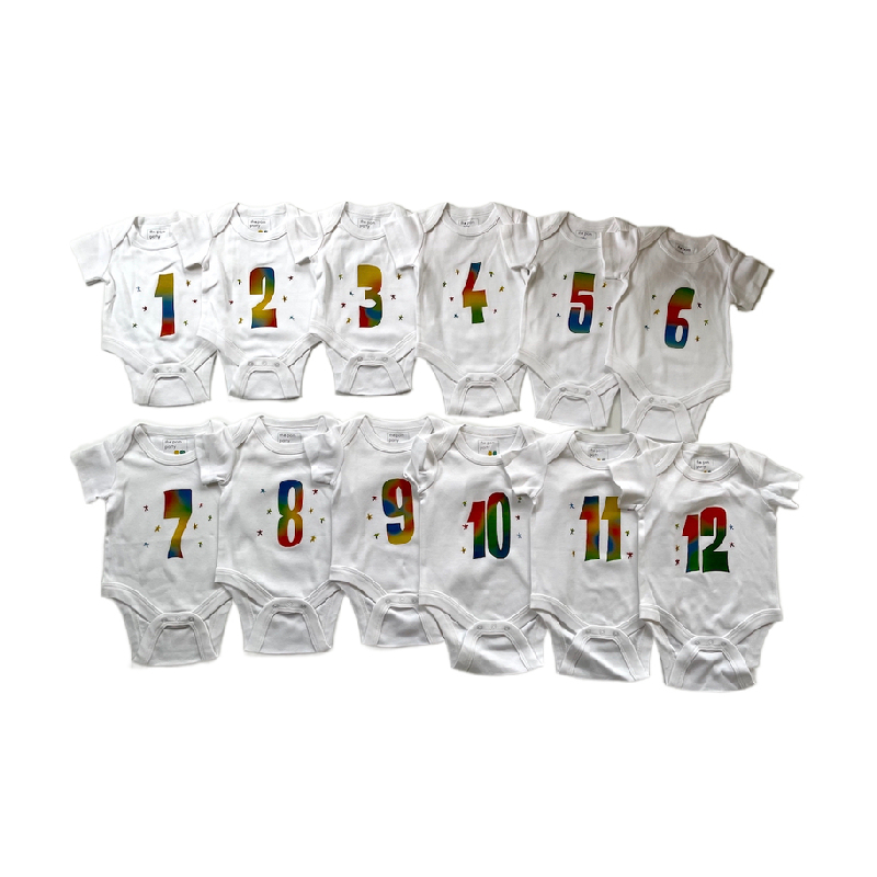 Infant Bodysuit Clothes Set 12 Monthly Rompers Shower Present Pack for Summer Season
