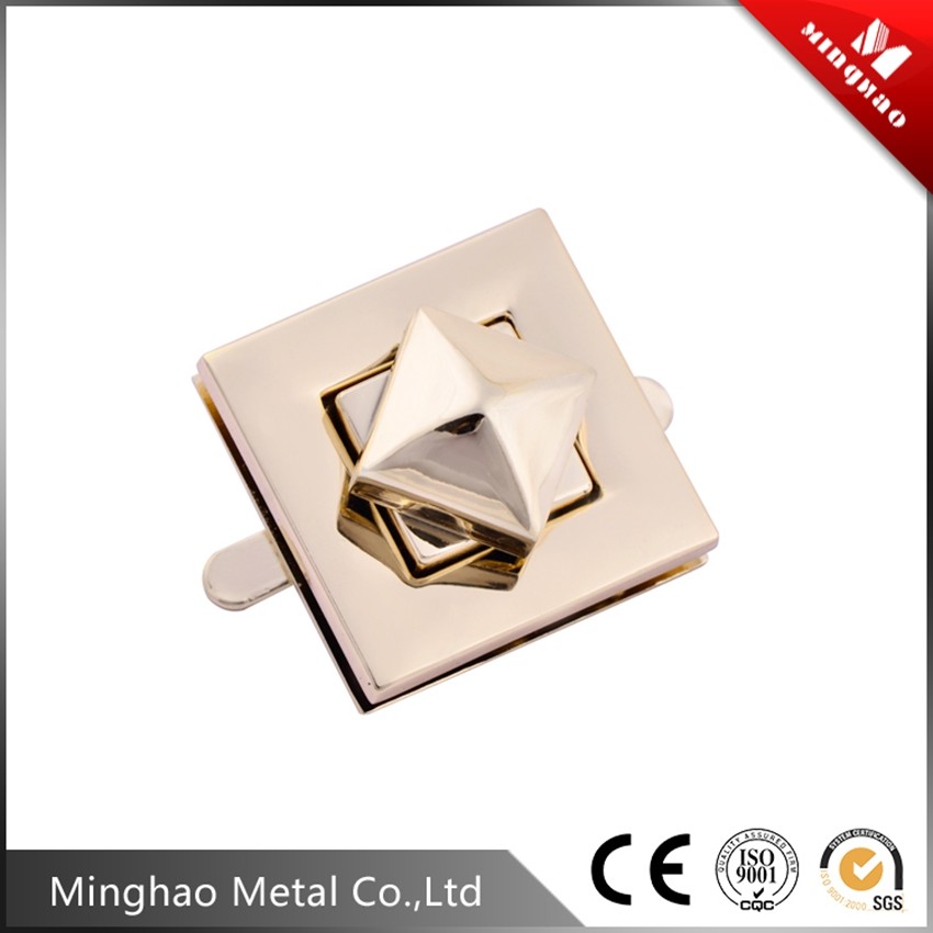 High quality gold star shape turn lock handbag buckle,31.05mm button