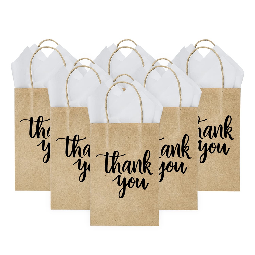 CMYK 4 Color Offset Printing Hand Length Handle Kraft Paper Bag for Customized Design