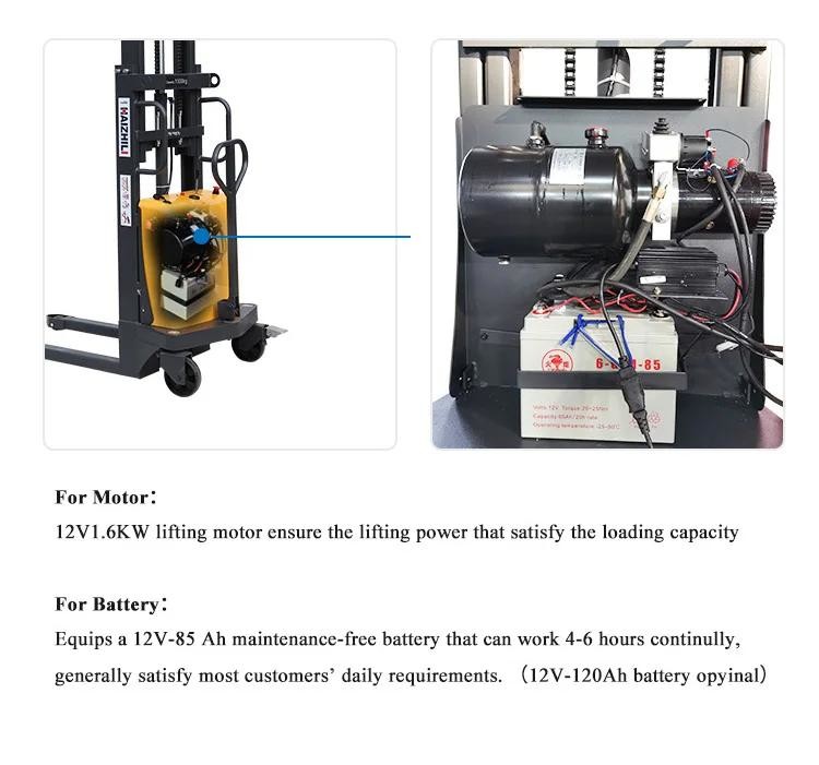 Semi-Electric Pallet 1T 3.5M Hydraulic Stacker With Battery Powered Semi-Electric Pallet Stacker