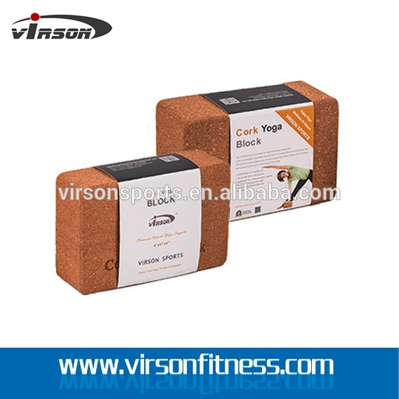 Ningbo natural wooden ECO cork yoga block for exercise with logo