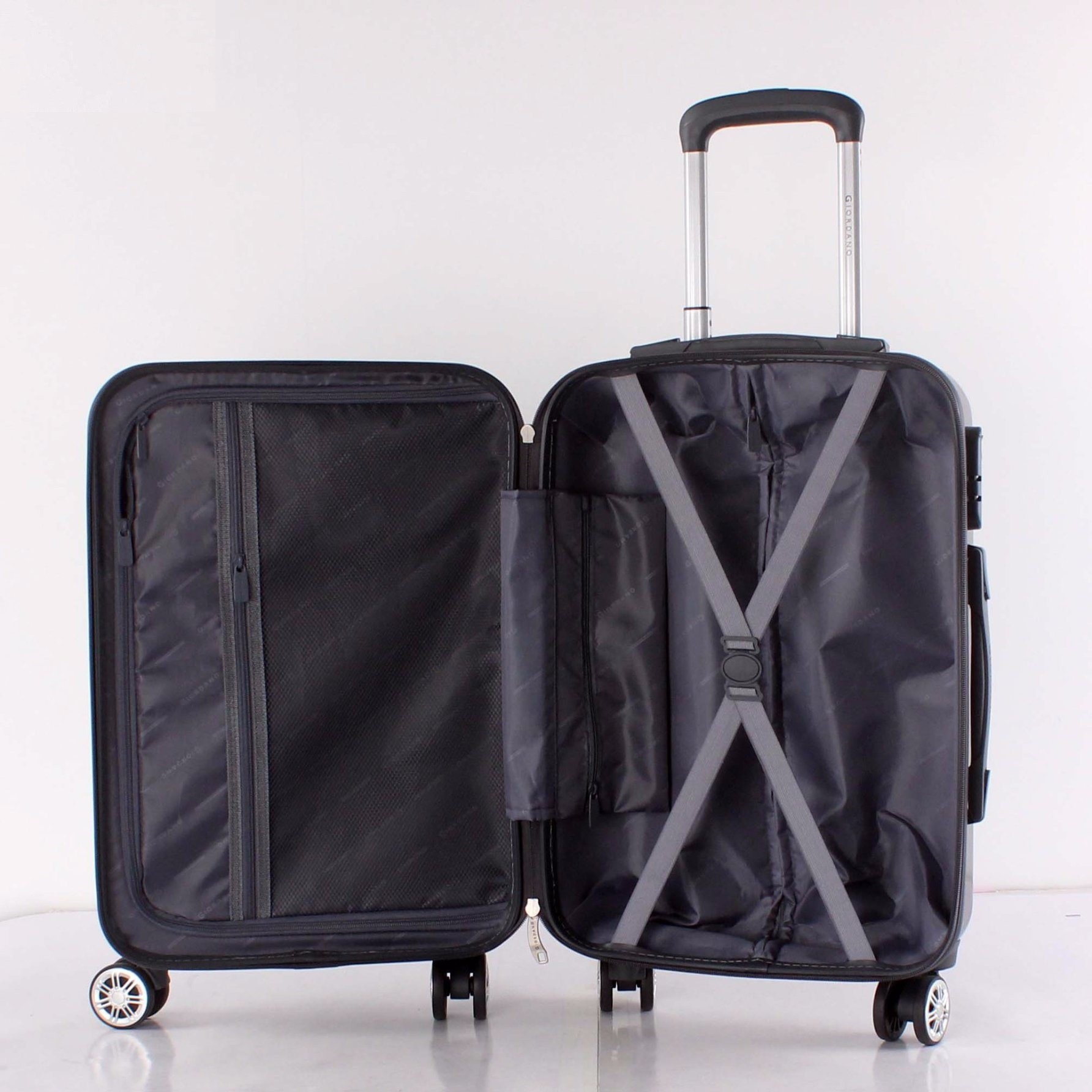 Black 210D Lining 0.8mm ODM 360 Carry On Luggage