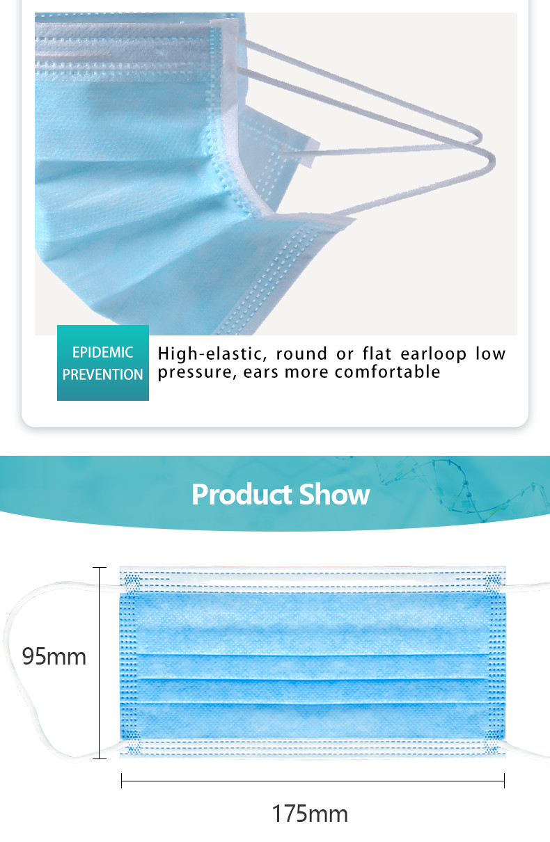 Anti Dust Single Use Face Mask For Adult EN14683 ASTM F2100