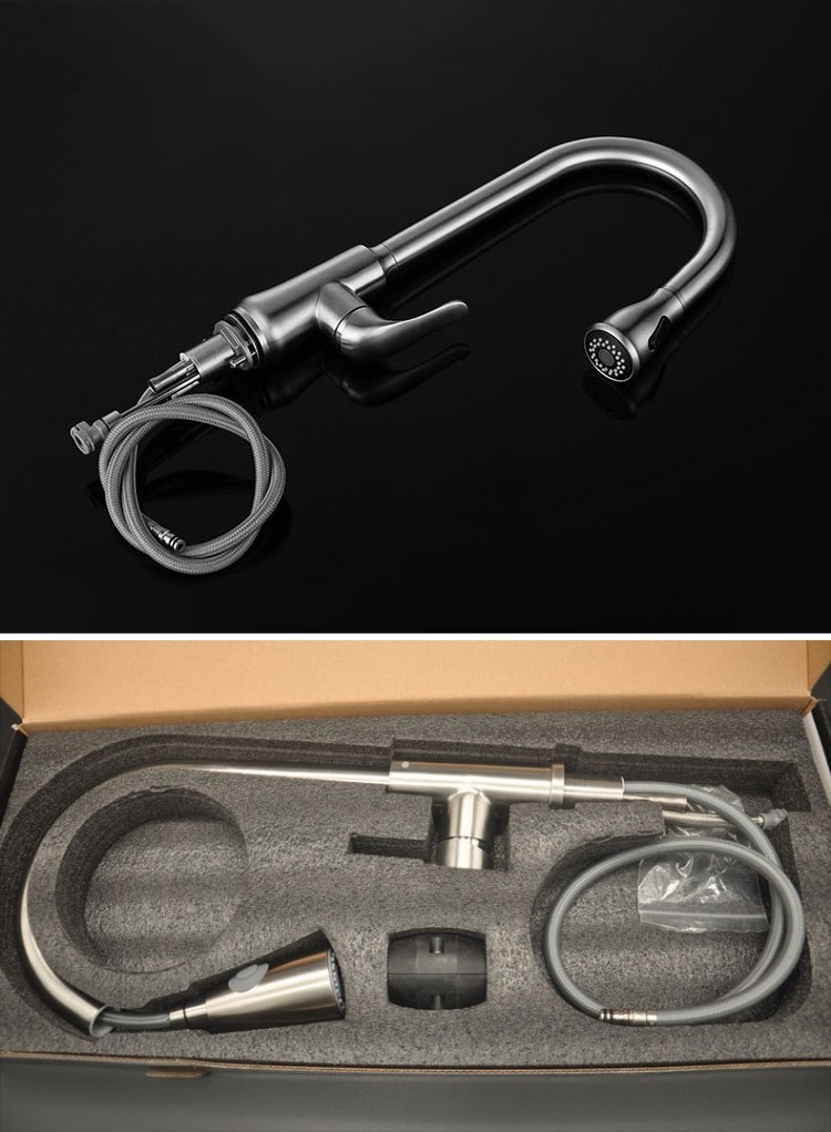 Thick Stainless Steel Kitchen Mixer Tap With Pull Out Spray