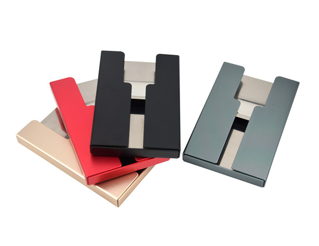 Open Aluminum Credit Card Wallet Holder Rectangle Customized Logo