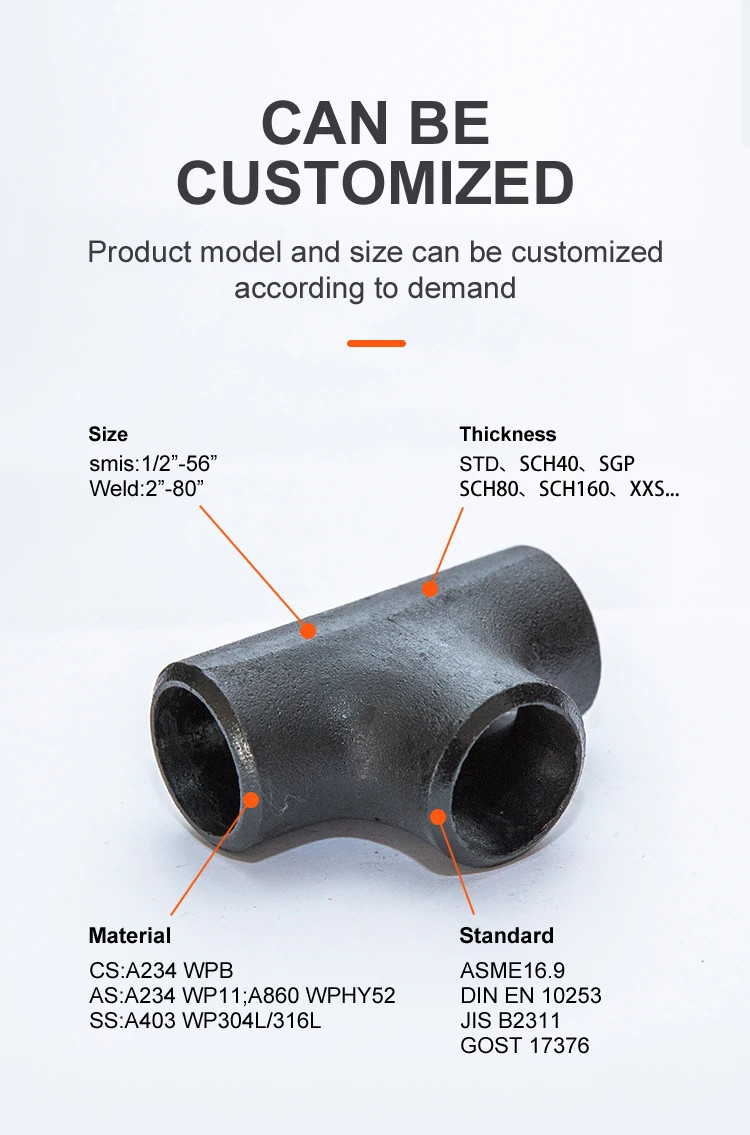 8 Inch Sch40 Butt Weld Tee Steel Seamless Dn800 Reliable Solution For Piping