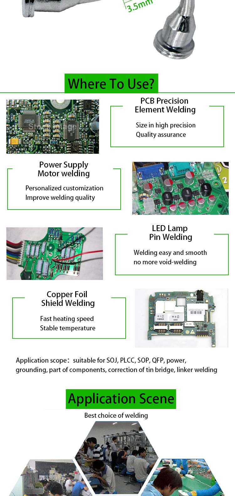 LT Soldering Iron Tips For Weller Soldering Station Green SGS