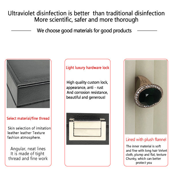 UV Light 30*20*10cm Pu Leather Jewelry Disinfection Box