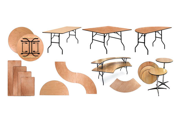 Metal 6ft Folding Table Round Wooden Table Set Hotel Furniture For Event