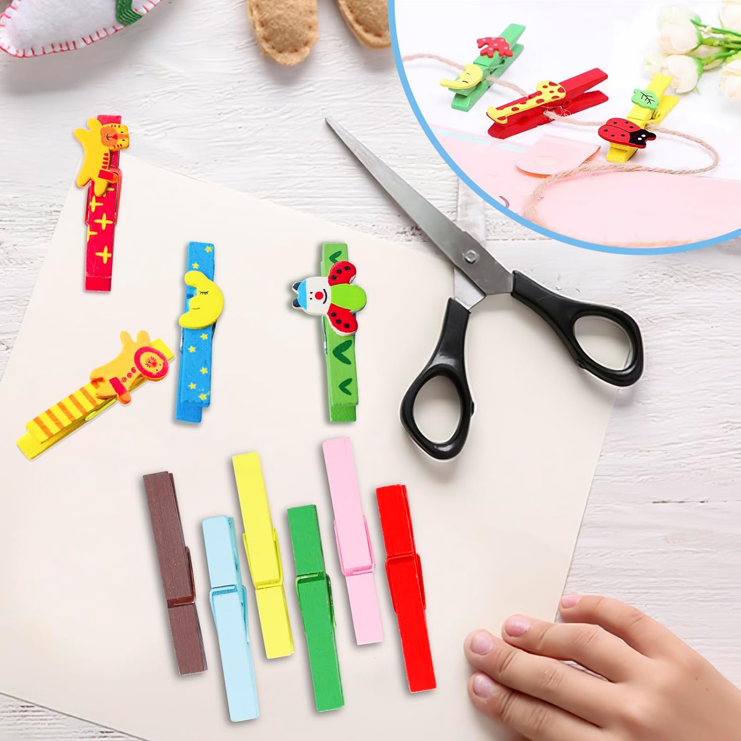 Colored Wooden Clothespins, Color Clothes Pins for Clip Pictures Photos Decorative