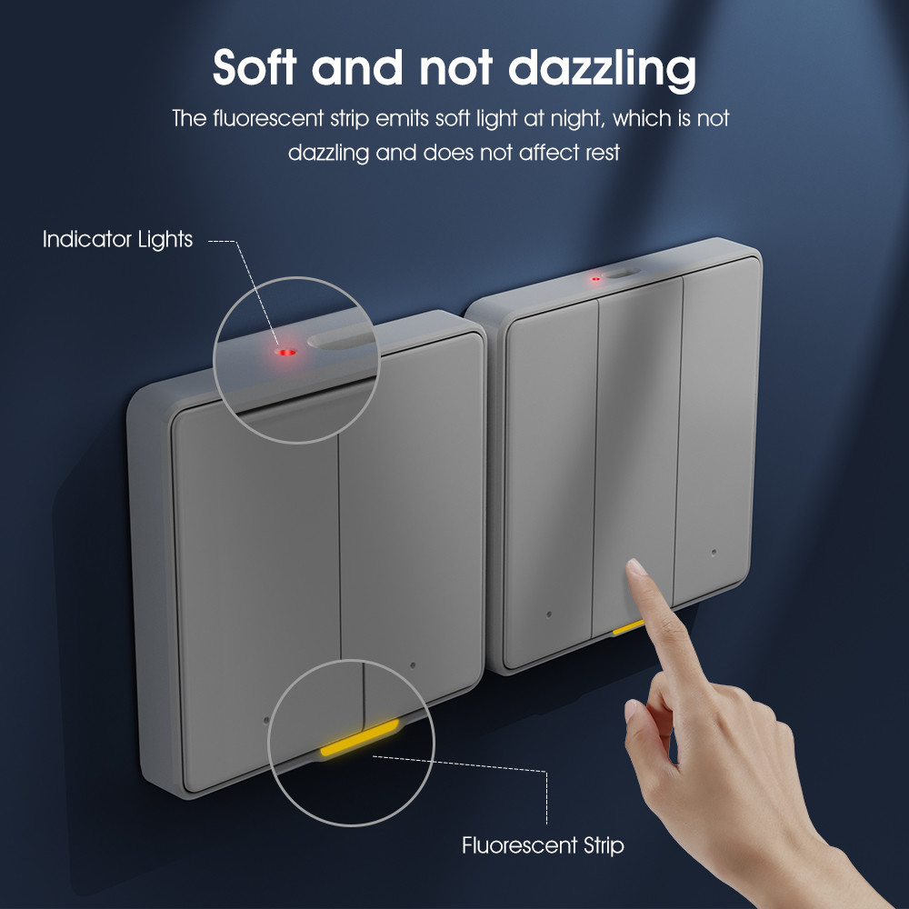 Tuya WIFI RF433 Smart Wall Light Button Push Switch 110-250v No Neutral Wire Single Fire Timing Voice App Tmall Genie, Alexa, Google Home