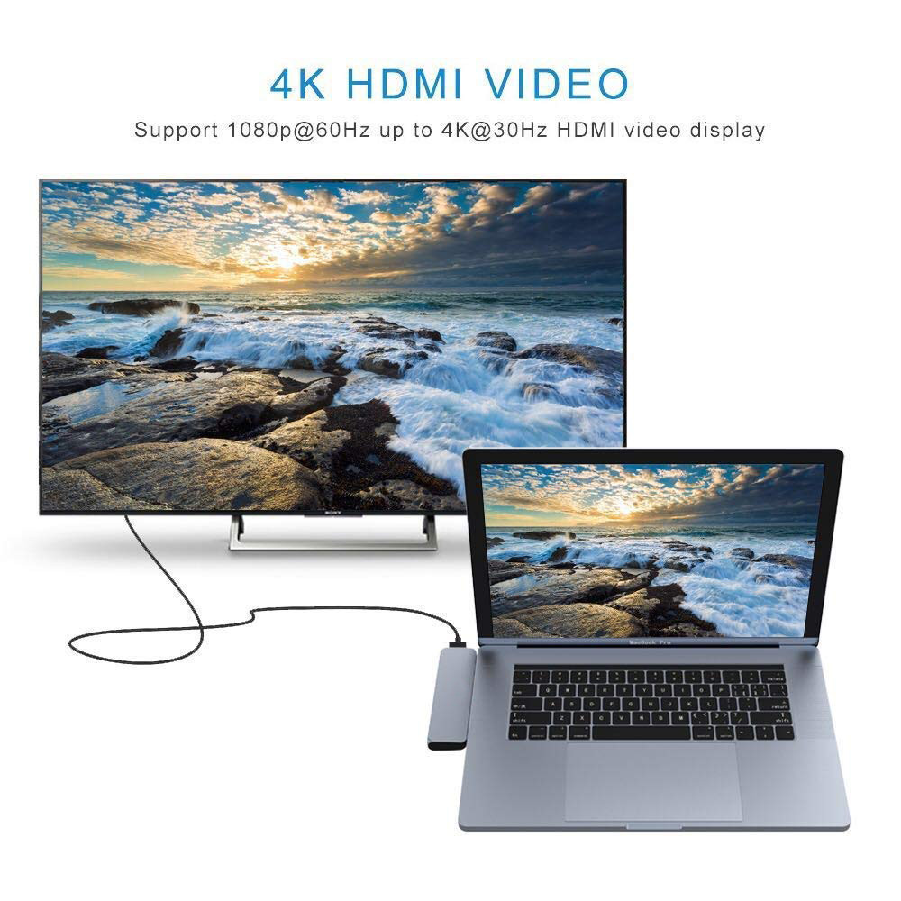 Multi Function 6 in 1 USB 3.0 Mini Adapter Hub Type-C USB3.0 USB-C Adapter Type C Hub