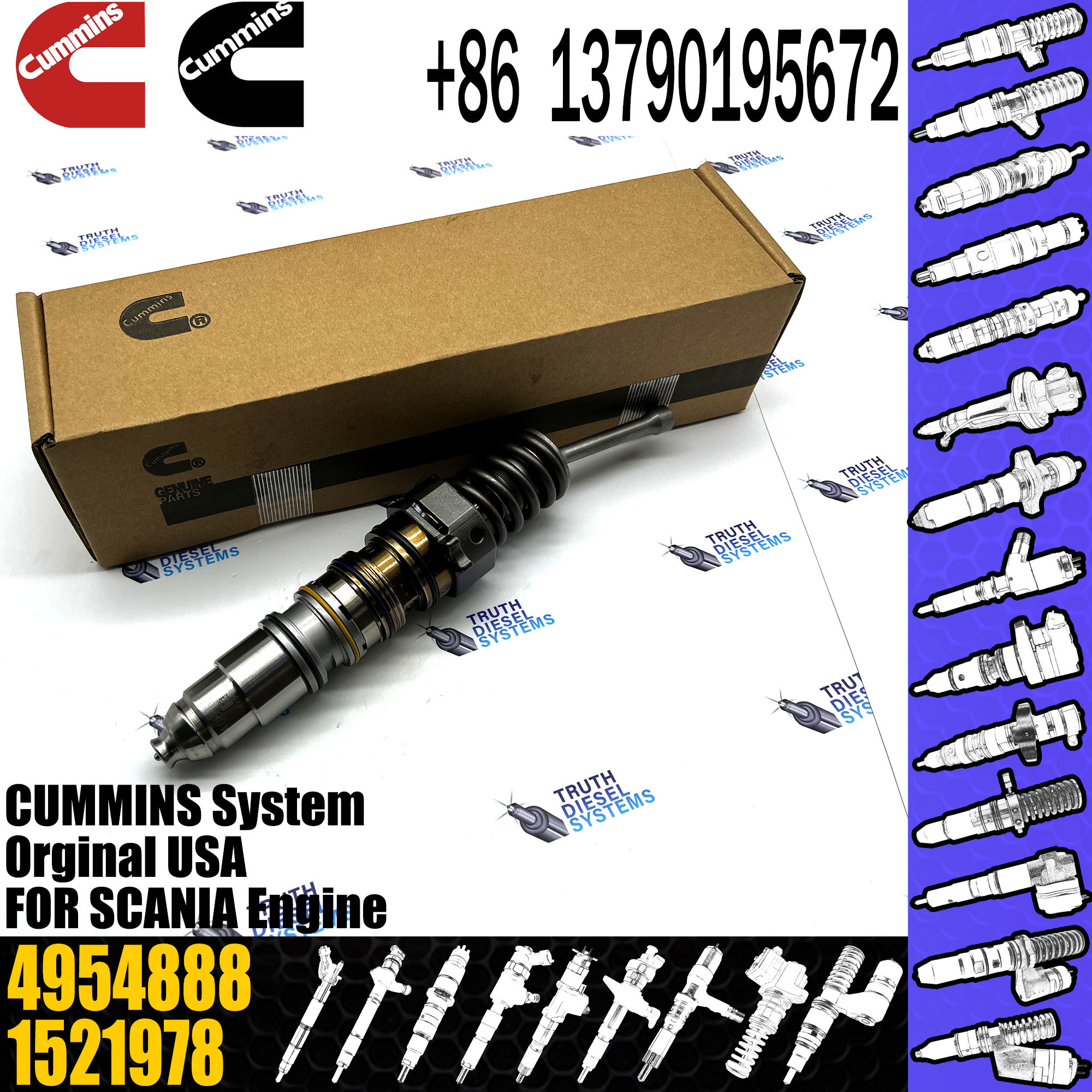 Engine Fuel Injector 4954888 1521978 1764364 1764365 1846348 4030346 for CUMMINS engine