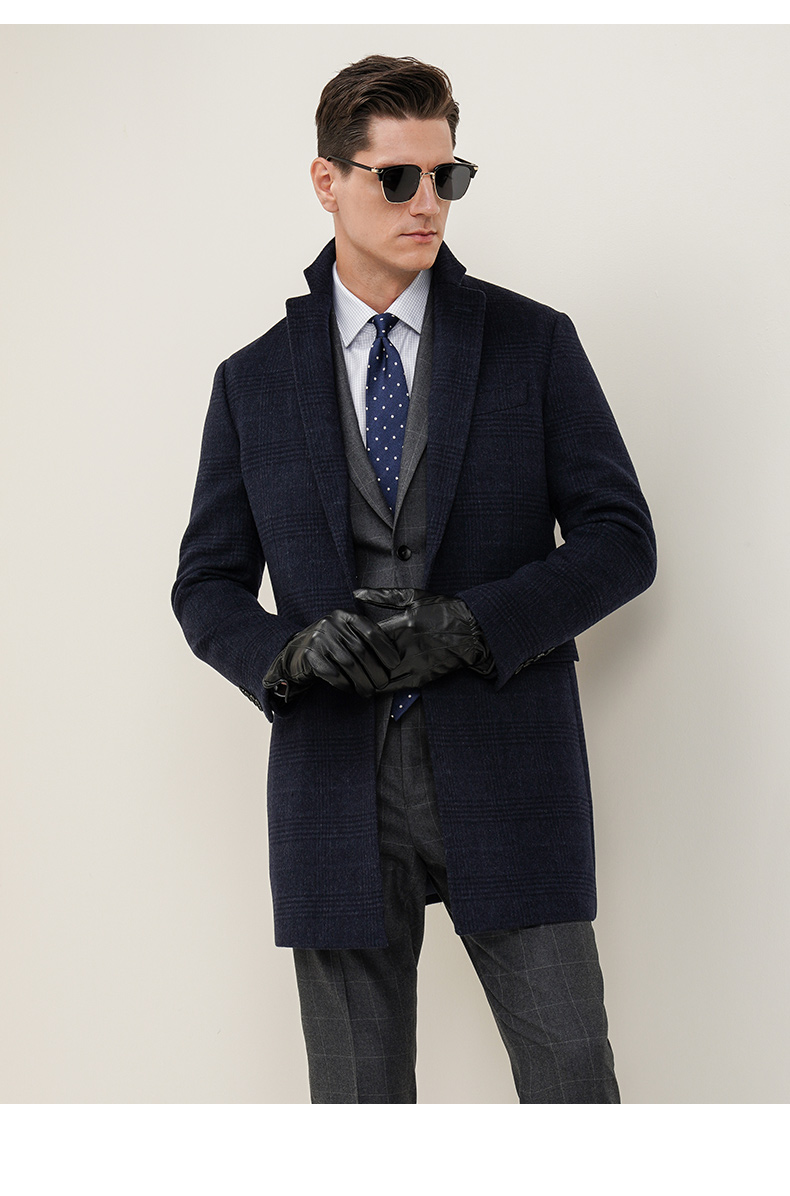 Autumn And Winter Retro Wool Warm Loose Big Yards Men's Long Coat Woven and Warm
