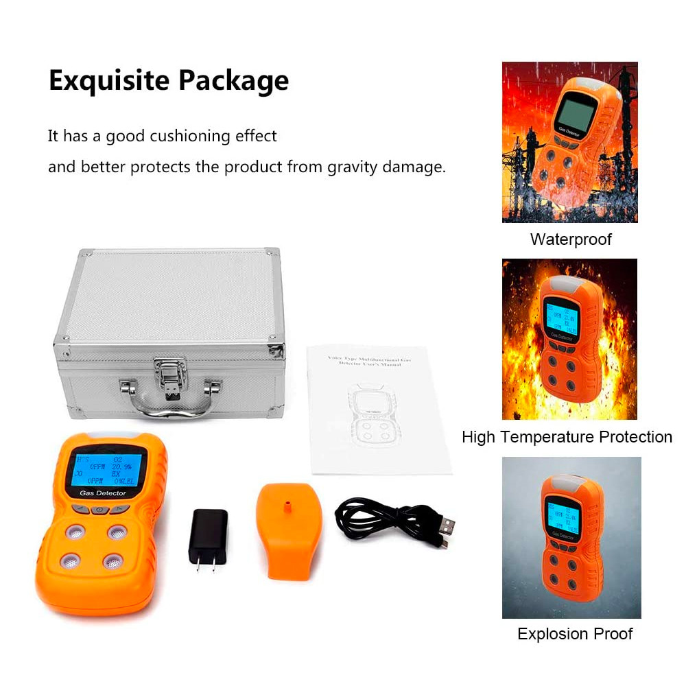 O2 CO H2S EX Gas Detector , Diffusion Rechargeable Multi Gas Monitor