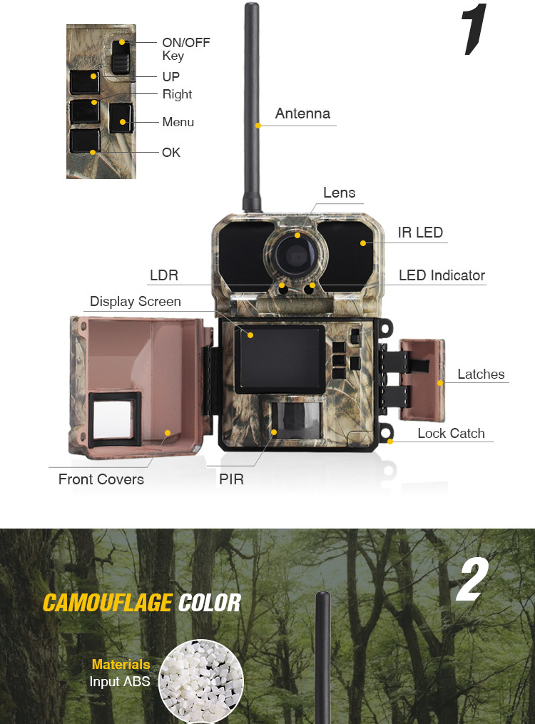 3G Camouflage 16MP Support Macro Lens Night Vision IP67 MMS 48 Leds Trail Camera With FCC/WEEE/CE/RoHs
