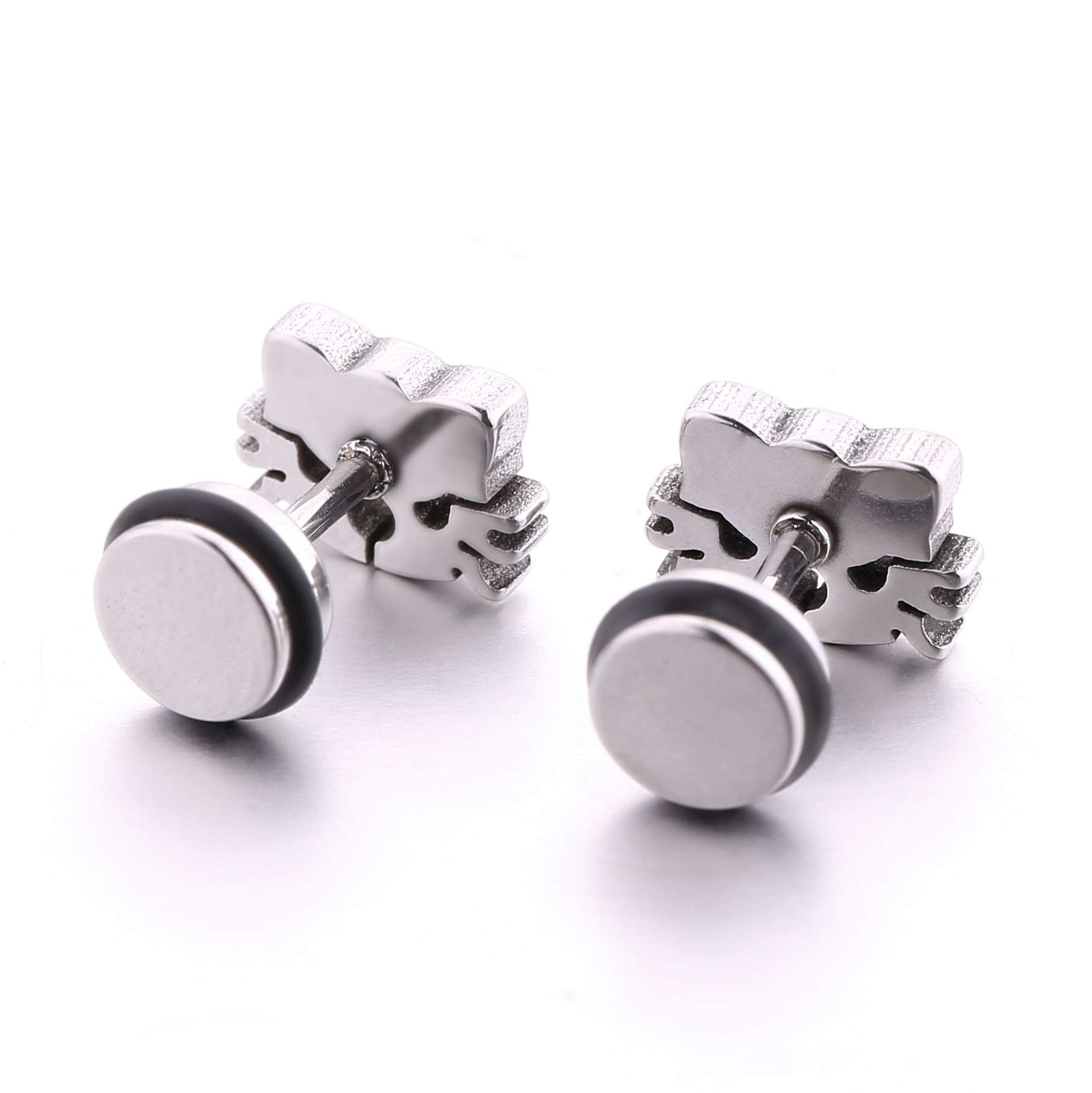 New Fashion Earrings Baby Happy Cat Screwback Girls Stud Earrings