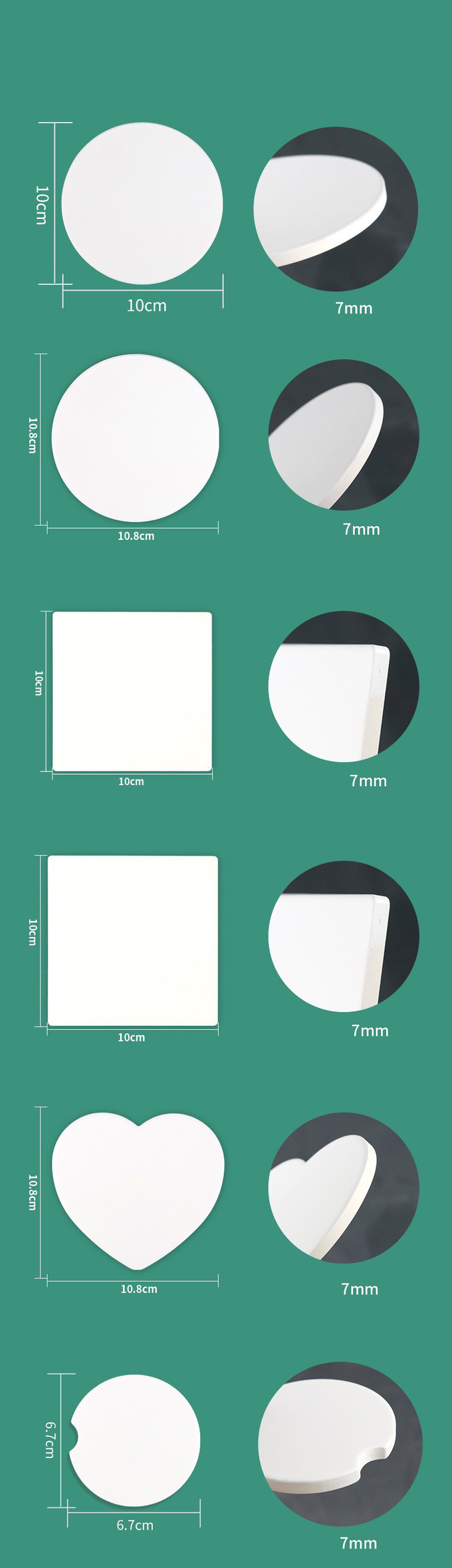 Blank Coated Round Shape Sublimation Ceramic Coaster For Sublimation Printing