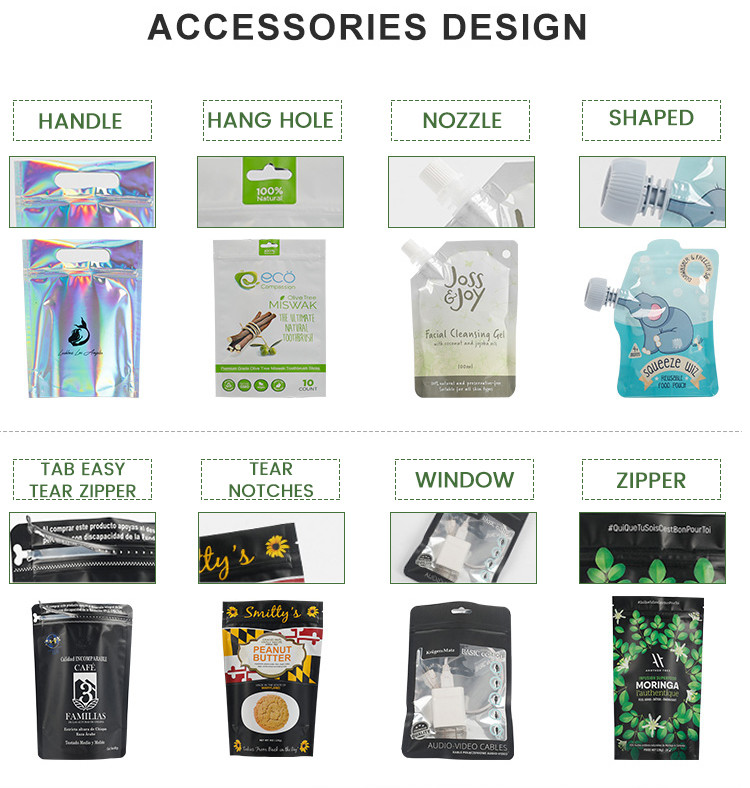 Cookie Plastic Packaging Aluminum Foil Digital Printed Stand Up Pouches Resealable Zip Lock Bags