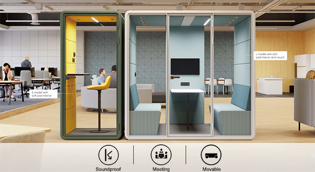 Safe Laminated / Tempered Glass Soundproof Office Pod Isolate Sound Silent Booth