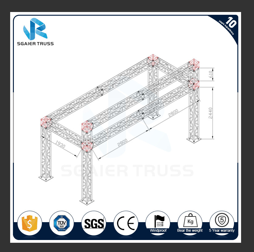 High Performance Aluminum Truss Display Customized Length Black / Gold Color