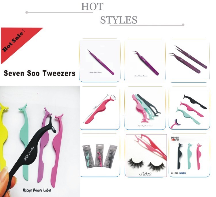 Custom Lash Applicator Beauty Makeup Tools Eyelash Tweezers For Ladies