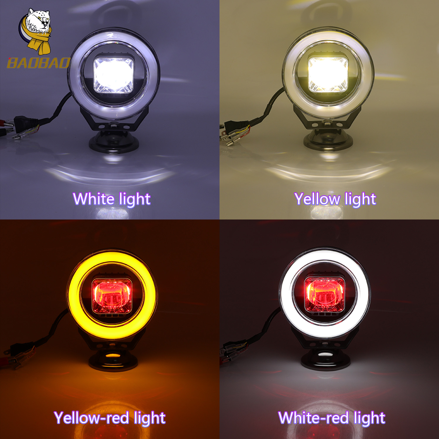 White Yellow Offroad Round LED Fog Lights For Motorcycle Car