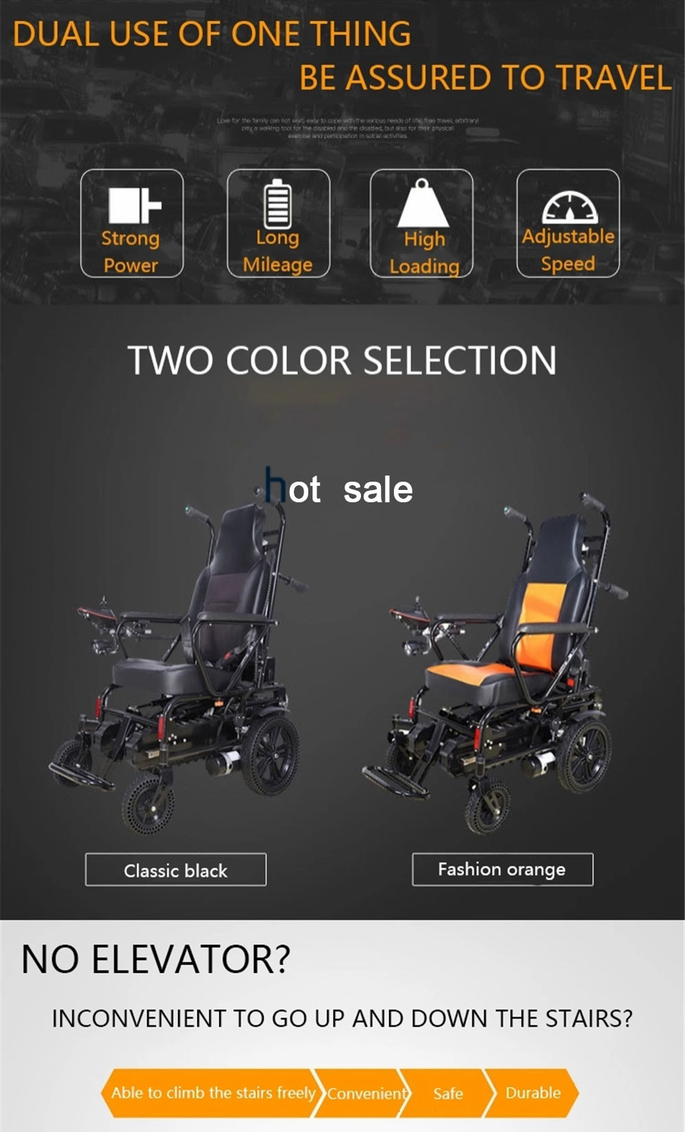 Portable Medical Transport Wheelchair Lightweight Disabled Electric Stair Clibing Wheelchair